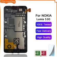 Tela de lcd fix2vela para nokia lumia 530, display fix, digitalizador, montada com moldura para nokia lumia 530 n530 2024 - compre barato