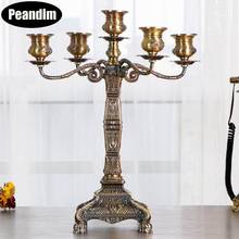 PEANDIM Bronze Candle Holders Luxury 5 Arms Wedding Candlestick Party Home Decorations Candelabra For Table Centerpieces 2024 - buy cheap