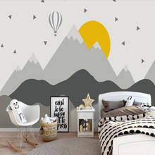 Milofi-papel tapiz 3D personalizado, Mural nórdico para habitación de niños, fondo geométrico de globo aerostático de montaña, Mural de papel de pared 2024 - compra barato