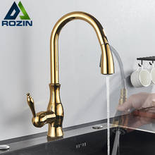 Brass Kitchen Faucet 5 Color Rotation High Arch Kitchen Sink Faucet Pull Out Sprayer Hot Cold Water Mixer Tap Torneira Cozinha 2024 - buy cheap