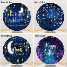 Mocsica pisca-pisca de estrela pequena, cenário para decoração de festa de aniversário de bebê, galaxy space, lua, estrela, redondo, círculo 2024 - compre barato