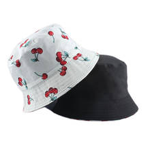 Sombrero de pescador con Estampado de cereza y fruta de Panamá para hombre y mujer, sombrero de pescador Reversible de dos lados, Bob, verano, 2021 2024 - compra barato