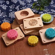 Juego de moldes de madera para pastel, Set de 2 unids/set de pastel de frijol verde, DIY, molde de pastel de Luna, galletas, decoración de Mooncake, molde de flores talladas en madera 2024 - compra barato