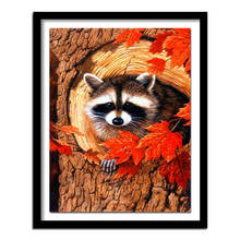 Full round Diamond painting Cross stitch Raccoon full square Diamond  maple tree leaves 5D DIY Diamond embroidery autumn 2024 - buy cheap