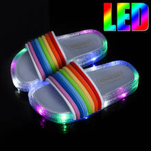 2020 New Summer Children's LED Slippers for Boys Girls Slippers PVC Non-slip Rainbow Beach Sandals Kids Home Bathroom Flip Flops 2024 - buy cheap