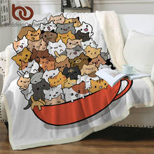 BeddingOutlet Teacup Cat Blanket for Bed Cartoon Sherpa Blanket Kawaii Throw Plush Bedspread Pet Bedding manta Custom Blanket 2024 - buy cheap