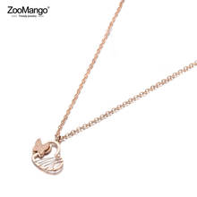 ZooMango Rose Gold Color Stainless Steel Butterfly Heart Charm Choker Necklace Lovely Pendant Chain Necklace For Women ZN19113 2024 - buy cheap