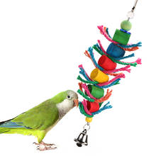 Corda de brinquedo de pendurar em madeira para papagaio, gaiola cilíndrica para aves pequenas, produtos para animais de estimação 2024 - compre barato