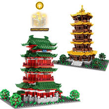 City Street View Chinese Architecture House Building Blocks Technical Tengwang Pavilion LED Bricks Toys For Children Gifts 2024 - buy cheap