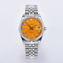 Parnis 39.5mm Yellow Dial Men's Watches Calendar Miyota 8215 Movement Automatic Mechanical Mens Wristwatch 2021 Top Luxury Brand 2024 - buy cheap