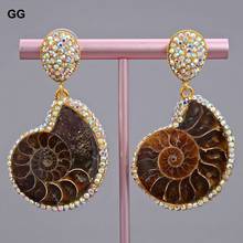 GuaiGuai-pendientes de amonita Natural para mujer, joyería, Concha, fossil, CZ, pavé 2024 - compra barato