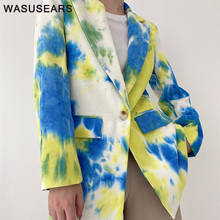 Blazer Tie dye informal para mujer, chaqueta con un solo botón, elegante, de alta calidad, a la moda, prendas de vestir exteriores, otoño 2024 - compra barato