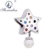 Slovecabin-Colgante de estrella de arcoíris para mujer, joyería fina, Original, Plata de Ley 925, apto para pulseras de cuentas 2024 - compra barato