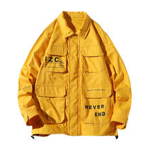 Jaqueta militar masculina, casaco corta-vento casual com bolsos, jaqueta bomber para homens, roupa de hip hop, amarelo 2020 2024 - compre barato