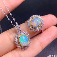 KJJEAXCMY fine jewelry 925 sterling silver inlaid natural opal ring pendant luxury girl suit support test 2024 - buy cheap