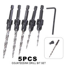 5pcs/set HSS 1/4 Hex Shank Screw Twist Drill Bits Set Drilling Pilot Holes Carpentry Reamer Woodworking Chamfer Drill Bit 2024 - buy cheap