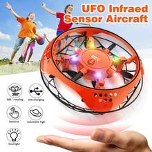 Mini helicóptero volador UFO RC, Dron con sensor manual, 6 luces LED, cuadricóptero electrónico, juguete flayaball para niños 2024 - compra barato