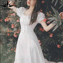 Fairy Dress Women White French Puff Sleeve Chiffon Dress Korean Japan Style Sweet Vintage Summer Dress 2021 2024 - buy cheap