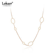 Lokaer Bohemia Stainless Steel Oval Geometry Choker Necklace Jewelry Rose Gold Chain Link Pendant Necklace For Women Girl N19120 2024 - buy cheap