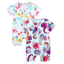 Macacão de bebê unissex, roupas para recém-nascidos, manga curta, pijamas infantis, algodão, macio, meninos e meninas, 2 peças, muitas cores 2024 - compre barato