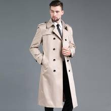 Casaco trench coat masculino duplo estilo europeu, roupas slim fit sobretudo de manga comprida primavera outono plus size 4xl 2024 - compre barato