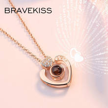 Bravekiss colar inicial de coração amor, presentes de língua 100 para mulheres amigos joias acessórios pingentes de número romântico pn1342 2024 - compre barato