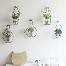 1x Creaive Homeart Nordic Style Iron Frame Vase Wall Hanging Plant Dried Flower Racks Bottle DIY Creativite Decorative Shelves 2024 - buy cheap