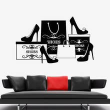 Vinyl Wall Decal Fashion Shoes Stiletto Store Shopping Wall Stickers Shoe shop Window Decoration Removable Art Wallpaper C041 2024 - buy cheap