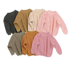 Essencial 1-5 anos criança bebês crianças outono lisa suéter crianças pulôver gola em o suéter de malha 2024 - compre barato