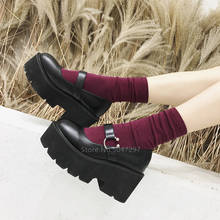 Japanese Gothic Platform Shoes for Women Harajuku Lolita Girls Kawaii College Student JK Round Toe Uniform High Heel PU Sandals 2024 - buy cheap