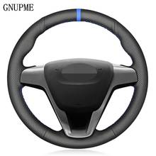DIY Hand-stitched Soft Black Genuine Leather Car Steering Wheel Cover for Lada Vesta 2015-2019 Xray 2015-2019 2024 - buy cheap