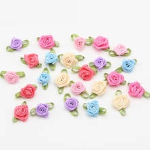 50/100/500pcs 3cm Green Leaf Rose Mini Color DIY Craft Supplie Wedding Party Decor Artificial Ribbon Bow Rose Flower Appliques 2024 - buy cheap