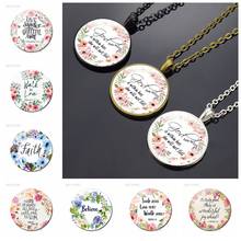Religious Bible Verse Necklace God is Within Her She Wil Not Fall Glass Cabochon Jesus Pendant Necklace Women Christian Gifts 2024 - buy cheap