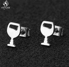 2021 Fashion Creative Red Wine Glass Earrings for Women Men Korean Minimalist Cup Stud Earring Ear Piercing Jewelry Wholesale 2024 - buy cheap
