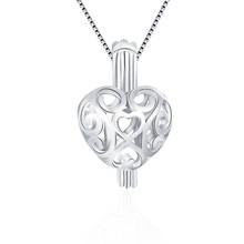 CLUCI-Colgante romántico de Plata de Ley 925 para mujer, joyería de plata 925, con forma de corazón, jaula de medallón SC051SB 2024 - compra barato
