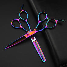 professional japan 440c Rainbow Left handed 6'' hair scissors cutting barber makas haircut thinning shears hairdressing scissors 2024 - buy cheap