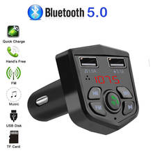 Bluetooth 5,0 Напряжение цифровой Дисплей автомобильный fm-передатчик громкой связи на 2-портный Dual Usb телефона Зарядное устройство 3.1A 1A Tf карта u-диск Mp3 плеер 2024 - купить недорого