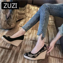 ZUZI 2021 Princess Suede Wedge Single Shoes Women's Printed Embroidery Espadrilles Spring Autumn New Sandals High Heels 2024 - buy cheap