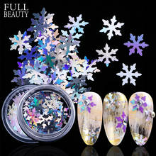 1Box Snowflakes Holographic Silver Nail Glitter Sequins Mixed Christmas Slice Paillette for Nail Art Flakes Decorations CHDX/XX 2024 - buy cheap