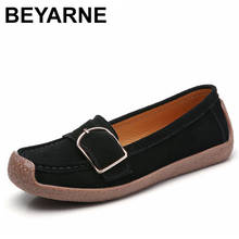 BEYARNE  Spring Autumn Shoes Genuine Leather Woman Women Flats Loafers Female Slip On Loafers Shoe Buckle FootwearE956 2024 - buy cheap