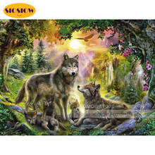 Pintura de diamante 5D DIY familia Lobo bosque, pintura de diamante completo, resina 3D Dimond bordado Animal punto de cruz, costura, decoración del hogar, regalos 2024 - compra barato