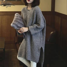 Зимняя одежда для женщин, большие размеры, Длинные пуловеры, вязаный джемпер, Корейская утолщенная Женская куртка, кашемировый Ретро джемпер 11836 2024 - купить недорого