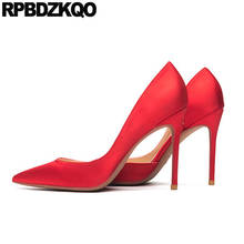 10 42 заостренный носок очень высокий каблук, обувь на тонких и высоких каблуках, ультра размера плюс, красный; Свадебная обувь; Обувь без застежек; Роскошная дизайнерская обувь для женщин; Туфли-лодочки 8 см Атлас 2024 - купить недорого