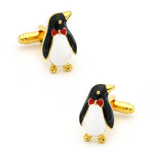 Пингвин запонки для мужчин милый дизайн качество латунный материал золотые цветные запонки оптом и в розницу 2024 - купить недорого