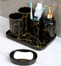 Black Marble Bathroom Decoration Accessories Toothpaste Dispenser, Mouthwash Cup, Toothbrush Holder, Lotion Bottle, Ceramic Tray 2024 - buy cheap