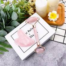 Face Lifting Massager Tool Rose Quartz Roller Slimming Natural Jade Facial Massage Roller Stone Skin Massage Beauty Care Set Box 2024 - buy cheap