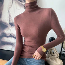 New Autumn Women Turtleneck Cashmere Knitted Pullovers Long Sleeve Slim Ultra-thin Soft Jumper Solid Color Knitwear Wool Sweater 2024 - buy cheap