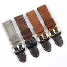 24mm Brown Grey Red Crazy horse leather Watchband For Panerai Watch strap for PAM441 Bracelet Pin Buckle watch band tools free 2024 - buy cheap