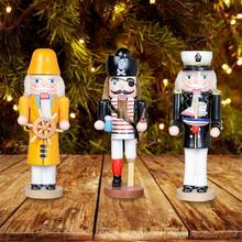 Nutcracker Christmas Gift Puppet 25CM Police Pirate Captain Wooden Nutcracker Doll Puppet Mini Statue Christmas Home Decoration 2024 - buy cheap