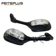 Espejo retrovisor Universal para motocicleta, luces LED de 12V, espejos laterales de repuesto para moto, Cruiser, Suzuki, Honda 2024 - compra barato